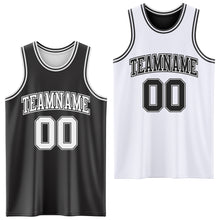 Load image into Gallery viewer, Custom Reversible Black White Double Side Authentic Basketball Jersey
