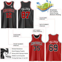 Load image into Gallery viewer, Custom Reversible Black Red-White Double Side Authentic Basketball Jersey
