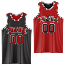 Load image into Gallery viewer, Custom Reversible Black Red-White Double Side Authentic Basketball Jersey
