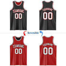 Load image into Gallery viewer, Custom Reversible Black White-Red Double Side Authentic Basketball Jersey
