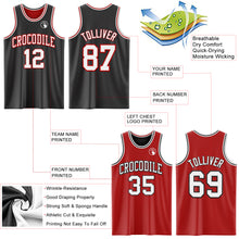 Load image into Gallery viewer, Custom Reversible Black White-Red Double Side Authentic Basketball Jersey
