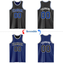 Load image into Gallery viewer, Custom Reversible Black Royal-White Double Side Authentic Basketball Jersey
