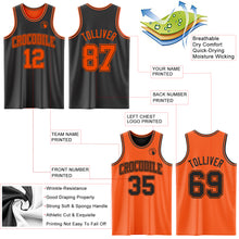 Load image into Gallery viewer, Custom Reversible Black Orange Double Side Authentic Basketball Jersey
