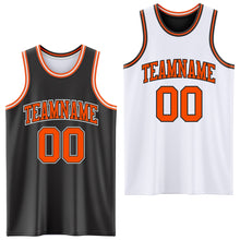 Load image into Gallery viewer, Custom Reversible Black Orange-White Double Side Authentic Basketball Jersey
