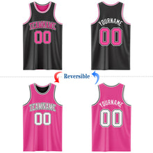 Load image into Gallery viewer, Custom Reversible Black Pink-White Double Side Authentic Basketball Jersey
