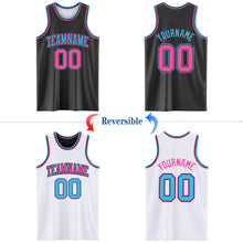 Load image into Gallery viewer, Custom Reversible Black Pink-Sky Blue Double Side Authentic Basketball Jersey
