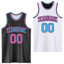 Load image into Gallery viewer, Custom Reversible Black Pink-Sky Blue Double Side Authentic Basketball Jersey
