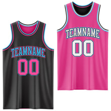 Load image into Gallery viewer, Custom Reversible Black Pink-Sky Blue Double Side Authentic Basketball Jersey
