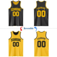 Load image into Gallery viewer, Custom Reversible Black Gold Double Side Authentic Basketball Jersey
