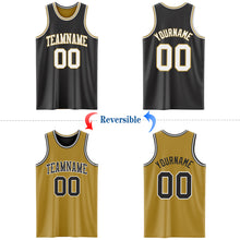 Load image into Gallery viewer, Custom Reversible Black White-Old Gold Double Side Authentic Basketball Jersey
