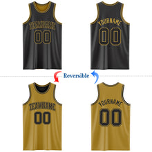 Load image into Gallery viewer, Custom Reversible Black Old Gold Double Side Authentic Basketball Jersey
