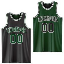 Load image into Gallery viewer, Custom Reversible Black Green-White Double Side Authentic Basketball Jersey
