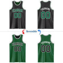 Load image into Gallery viewer, Custom Reversible Black Kelly Green-White Double Side Authentic Basketball Jersey
