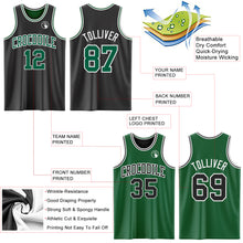 Load image into Gallery viewer, Custom Reversible Black Kelly Green-White Double Side Authentic Basketball Jersey
