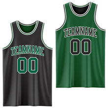 Load image into Gallery viewer, Custom Reversible Black Kelly Green-White Double Side Authentic Basketball Jersey
