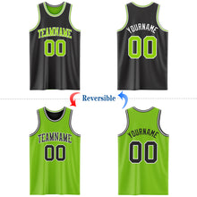 Load image into Gallery viewer, Custom Reversible Black Neon Green-White Double Side Authentic Basketball Jersey
