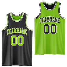 Load image into Gallery viewer, Custom Reversible Black Neon Green-White Double Side Authentic Basketball Jersey
