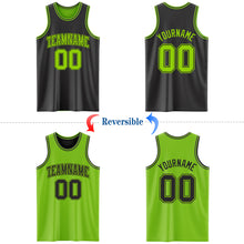 Load image into Gallery viewer, Custom Reversible Black Neon Green Double Side Authentic Basketball Jersey
