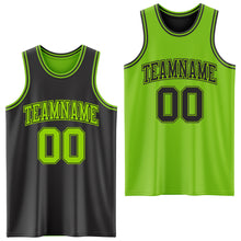 Load image into Gallery viewer, Custom Reversible Black Neon Green Double Side Authentic Basketball Jersey
