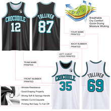 Load image into Gallery viewer, Custom Reversible Black White-Teal Double Side Authentic Basketball Jersey
