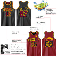 Load image into Gallery viewer, Custom Reversible Black Maroon-Gold Double Side Authentic Basketball Jersey
