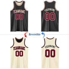 Load image into Gallery viewer, Custom Reversible Black Maroon-Cream Double Side Authentic Basketball Jersey
