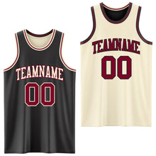 Load image into Gallery viewer, Custom Reversible Black Maroon-Cream Double Side Authentic Basketball Jersey
