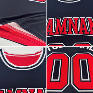 Custom Reversible Black Gold-Red Double Side Authentic Basketball Jersey