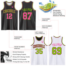 Load image into Gallery viewer, Custom Reversible Black Pink-Neon Green Double Side Authentic Basketball Jersey
