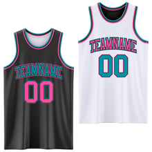 Load image into Gallery viewer, Custom Reversible Black Pink-Teal Double Side Authentic Basketball Jersey
