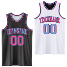 Load image into Gallery viewer, Custom Reversible Black Pink-Light Blue Double Side Authentic Basketball Jersey
