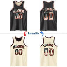 Load image into Gallery viewer, Custom Reversible Black Vintage USA Flag Cream-Maroon Double Side Authentic Basketball Jersey
