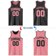 Load image into Gallery viewer, Custom Reversible Black Medium Pink Double Side Authentic Basketball Jersey
