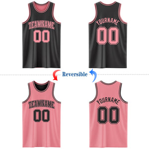 Custom Reversible Black Medium Pink Double Side Authentic Basketball Jersey