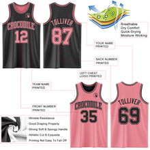 Load image into Gallery viewer, Custom Reversible Black Medium Pink Double Side Authentic Basketball Jersey
