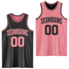 Load image into Gallery viewer, Custom Reversible Black Medium Pink Double Side Authentic Basketball Jersey
