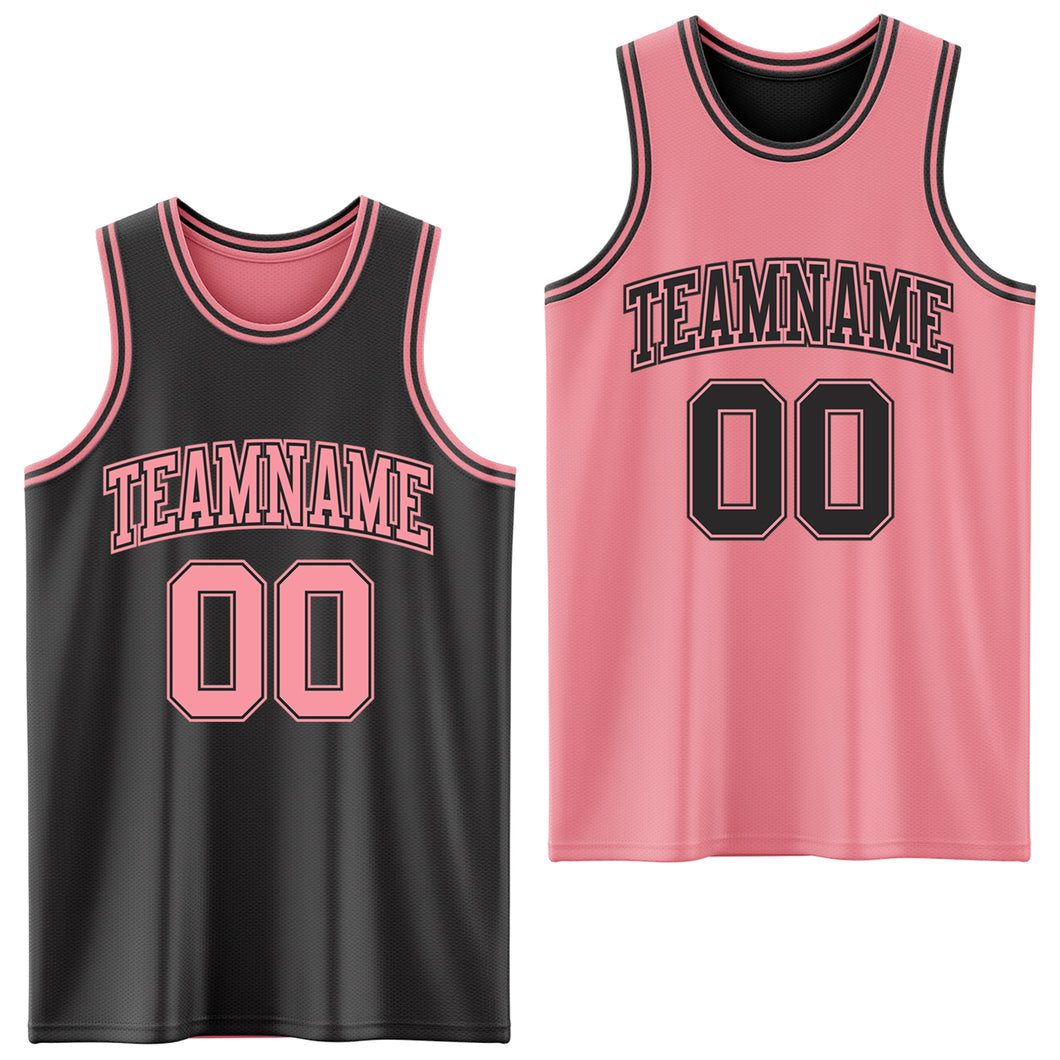 Custom Reversible Black Medium Pink Double Side Authentic Basketball Jersey