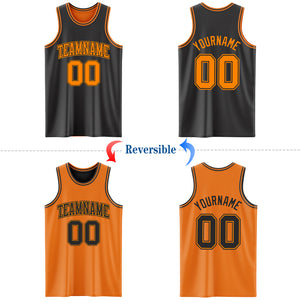 Custom Reversible Black Bay Orange Double Side Authentic Basketball Jersey