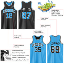 Load image into Gallery viewer, Custom Reversible Black Sky Blue-White Double Side Authentic Basketball Jersey
