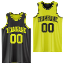 Load image into Gallery viewer, Custom Reversible Black Neon Yellow Double Side Authentic Basketball Jersey
