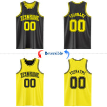 Load image into Gallery viewer, Custom Reversible Black Light Yellow Double Side Authentic Basketball Jersey
