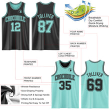 Load image into Gallery viewer, Custom Reversible Black Ice Blue Double Side Authentic Basketball Jersey
