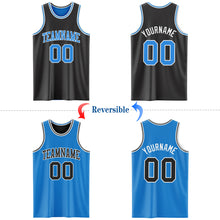 Load image into Gallery viewer, Custom Reversible Black Powder Blue-White Double Side Authentic Basketball Jersey
