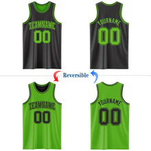 Load image into Gallery viewer, Custom Reversible Black Aurora Green Double Side Authentic Basketball Jersey
