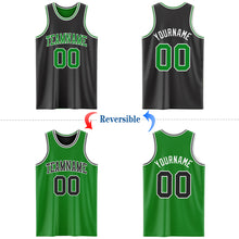 Load image into Gallery viewer, Custom Reversible Black Grass Green-White Double Side Authentic Basketball Jersey
