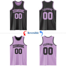 Load image into Gallery viewer, Custom Reversible Black Light Purple Double Side Authentic Basketball Jersey
