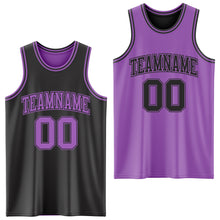 Load image into Gallery viewer, Custom Reversible Black Medium Purple Double Side Authentic Basketball Jersey
