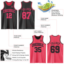 Load image into Gallery viewer, Custom Reversible Black Neon Pink Double Side Authentic Basketball Jersey
