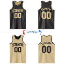 Load image into Gallery viewer, Custom Reversible Black Vegas Gold Double Side Authentic Basketball Jersey
