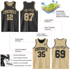 Custom Reversible Black Vegas Gold Double Side Authentic Basketball Jersey